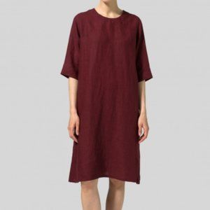 Vivid Linen Half Sleeve Dress